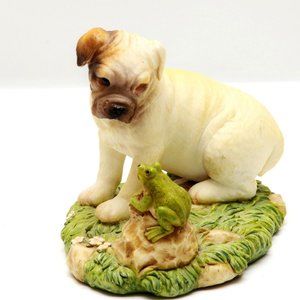 Vintage Stone Critters Puppy and Frog Figurine #SC-1538 Adorable from 2003